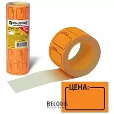 Этикет-лента "Цена", 30х20 мм, оранжевая, комплект 5 рулонов по 250 шт., Brauberg