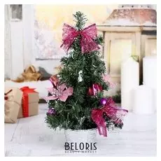 Ёлка декор 30 см розовая пуансетия в снегу