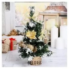 Ёлка декор 30 см в горшке снег золото