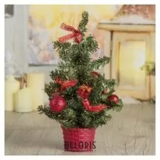 Ёлка декор настольная 25*15 см шарики красный