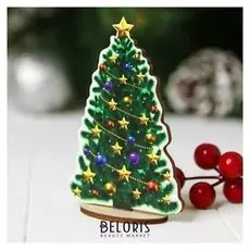 Ёлочка настольная сборная, "Жёлтая гирлянда", размер: 7 × 10 см