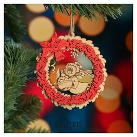 Ёлочное украшение "Чудо", красный блеск, под роспись, D=10 см