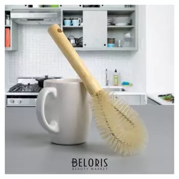 Ёршик для посуды 23,5×7,5×3 см, овал, деревянная ручка