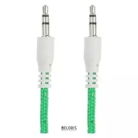 Кабель аудио AUX Krutoff Nylon, Jack 3.5 мм(M)-jack 3.5 мм(m), 1 м, зеленый