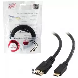Кабель HDMI-mini HDMI, 4,5 м, GEMBIRD, M-M, экранированный, для передачи цифрового аудио-видео