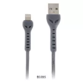 Кабель Luazon, Lightning - Usb, 1 А, 1 м, усиленный штекер, серый