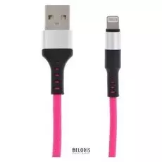 Кабель Luazon, Lightning - Usb, 2 A, 1 м, оплётка нейлон, разноцветный