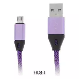 Кабель Luazon, Micro USB - Usb, 1 А, 1 м, оплётка нейлон, фиолетовый