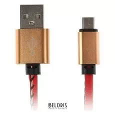 Кабель Luazon, Micro USB - Usb, 1 А, 1 м, меняет цвет от тепла, красно-желтый