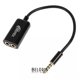 Кабель-переходник аудио Ritmix Ras-150, Jack 3.5 мм(4pin)(m)-2хjack(3pin)(f), 0.15 м, черный