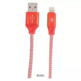 Кабель Smartbuy, Lighting - Usb, 2 А, нейлоновая оплётка, 1 м, красный