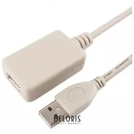 Кабель-удлинитель Usb 2.0, 4,8 м, Cablexpert, Am-af, для подключения периферии, активный