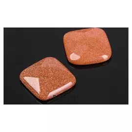 Кабошон "Авантюрин коричневый" квадрат граненый 18*18мм (Набор 2шт)