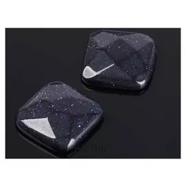 Кабошон "Авантюрин синий" квадрат граненый 18*18мм (Набор 2шт)