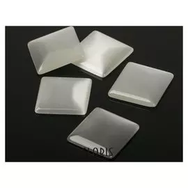 Кабошон "Кошачий глаз" квадрат 20*20мм (Набор 5шт), цвет белый