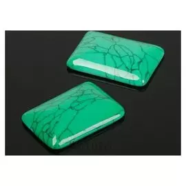 Кабошон прямоугольник 25*35мм (Набор 2шт), под зеленую бирюзу