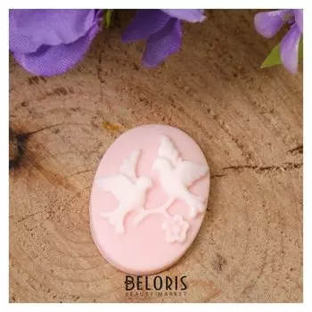 Кабошон "Птички" овал (Набор 2шт) 30*20мм, цвет розовый