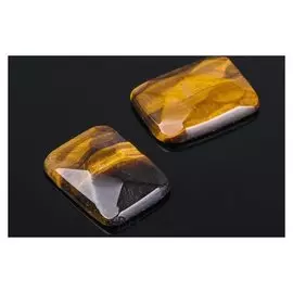 Кабошон "Тигровый глаз" прямоугольник граненый 18*25мм (Набор 2шт)