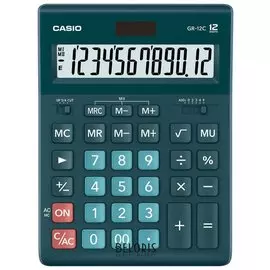 Калькулятор настольный CASIO GR-12С-DG (210х155 мм), 12 разрядов, двойное питание, темно-зеленый
