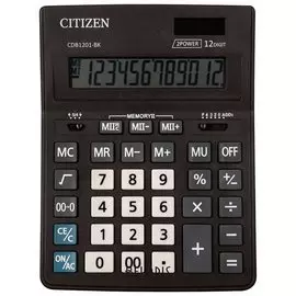 Калькулятор настольный CITIZEN BUSINESS LINE CDB1201BK (205x155 мм), 12 разрядов, двойное питание