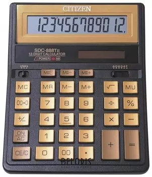 Калькулятор настольный Citizen Sdc-888tiige (203х158 мм), 12 разрядов, двойное питание, золотой