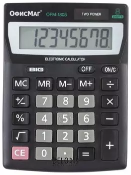 Калькулятор настольный ОФИСМАГ OFM-1807, КОМПАКТНЫЙ (140х105 мм), 8 разрядов, двойное питание