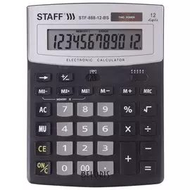 Калькулятор настольный Staff Stf-888-12-bs (200х150 мм) 12 разрядов, черный, серебристый верх