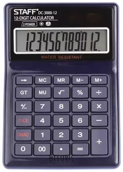 Калькулятор настольный водонепроницаемый Staff Plus Dc-3000-12 (171x120 мм), 12 разрядов, двойное питание
