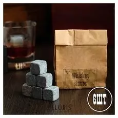 Камни для виски "Whiskey Stones", в крафт пакете, 6 шт