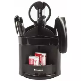 Канцелярский набор Brauberg "Офисный 100", 10 предметов, вращающаяся конструкция, черный, блистер