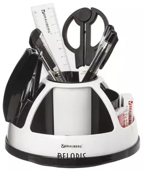 Канцелярский набор "Микс", 10 предметов, вращающаяся конструкция, черно-белый, блистер