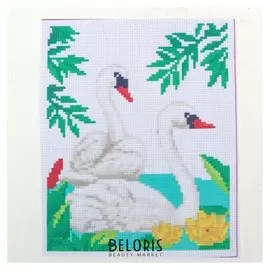 Канва для вышивки крестиком "Лебеди на озере", 25*20 см