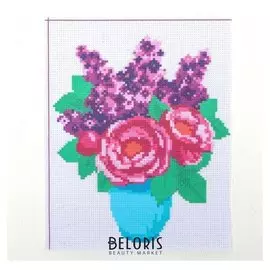 Канва для вышивки крестиком "Ваза с цветами", 25*20 см