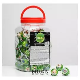 Карамель на палочке, Рик и морти" с жевательной резинкой, тату красящая язык, 18 г