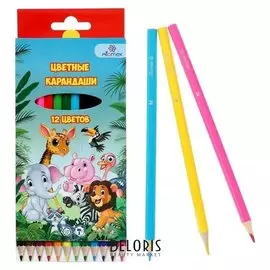 Карандаши 12 цветов Zoo