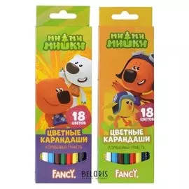 Карандаши 18 цветов "Мимимишки", улучшенный грифель, европодвес