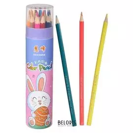 Карандаши 18 цветов, в тубусе, HW Hong Wei, шестигранные