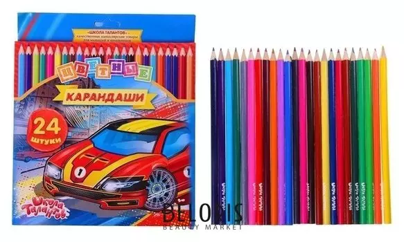Карандаши 24 цвета Calligrata "Машинка"