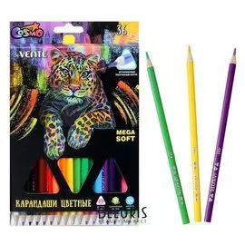 Карандаши 36цв Devente Trio Mega Soft трехгран 4M D-3мм, к/к 5025915