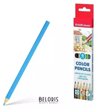 Карандаши цветные шестигранные, 6 цветов