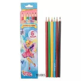 Карандаши 6 цветов Calligrata «Принцесса»