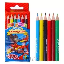 Карандаши 6 цветов мини Calligrata «Машинка»