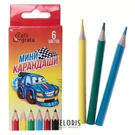 Карандаши 6 цветов мини, Calligrata, «Машинка»
