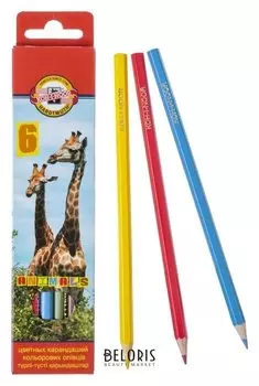 Карандаши 6 цветов "Животные"