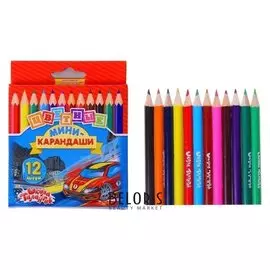 Карандаши Calligrata «Машинка», 12 цветов, мини