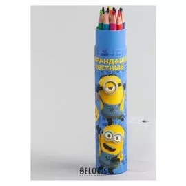 Карандаши цветные в тубусе с точилкой, 12 цветов