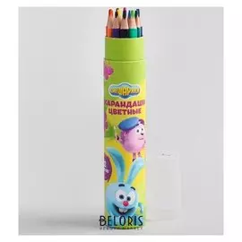 Карандаши цветные в тубусе, 12 цветов, точилка в комплекте