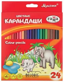 Карандаши цветные 24 цвета "Мультики"