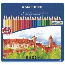 Карандаши цветные в металлическом пенале, 24 цвета Noris Club