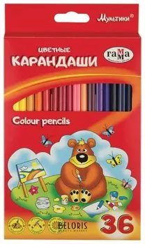 Карандаши цветные 36 цветов "Мультики"